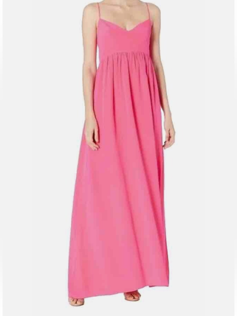 Amanda Uprichard 100% Silk Flowy Lightweight Maxi Dress – Pink – Size Small